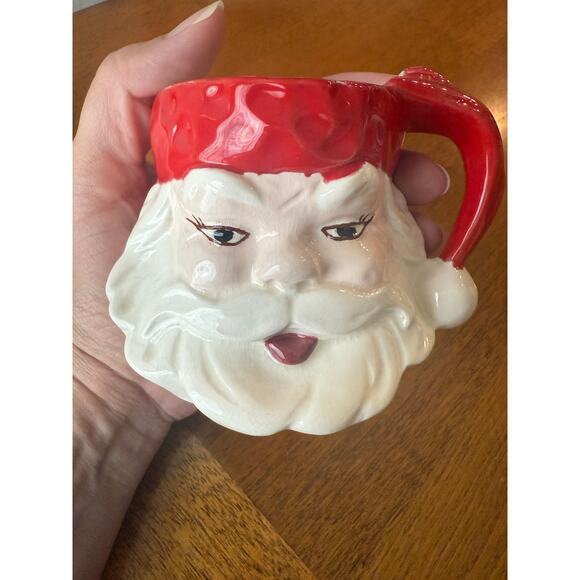 Vintage hand painted Santa Claus mugs - 70s - Christmas - unique - 8 oz - Picture 3 of 16